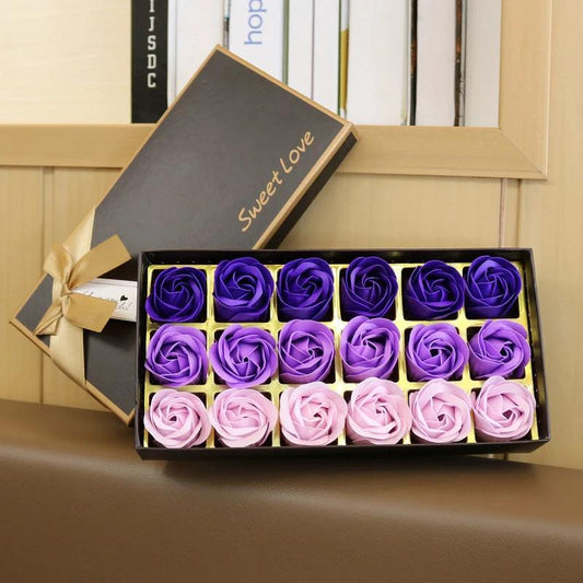 Mandotos 18 Rose Gradient Soap Flower Bouquet Handmade Soap Roses Gift Set Pink Gradient MANDOTOS
