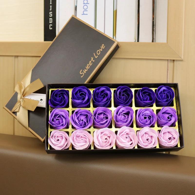Mandotos 18 Rose Gradient Soap Flower Bouquet Handmade Soap Roses Gift Set Pink Gradient MANDOTOS