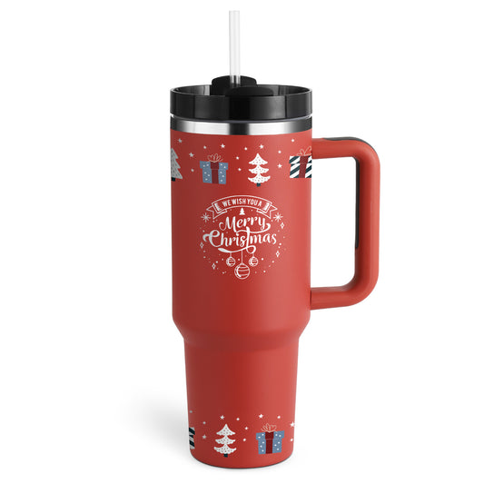 40 Oz Tumbler With Handle Straw Insulated, Stainless Steel Spill Proof Vacuum Coffee Cup Tumbler With Lid Tapered Mug Gifts For Valentine Lover Suitable For Car Gym Office Travel - MANDOTOS
