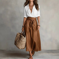 Button-Down Shirt & Straight Skirt Two-Piece Set - MANDOTOS INTERNATIONALTwo-Piece Set