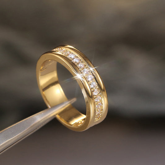 Simple Golden Sliver Rhinestones Ring Copper Plated RIngs Fashion Jewellery - MANDOTOS