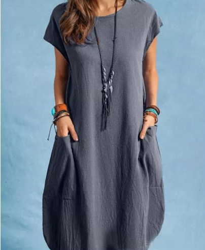 Ladies' Autumn Breeze Cotton-Linen Dress