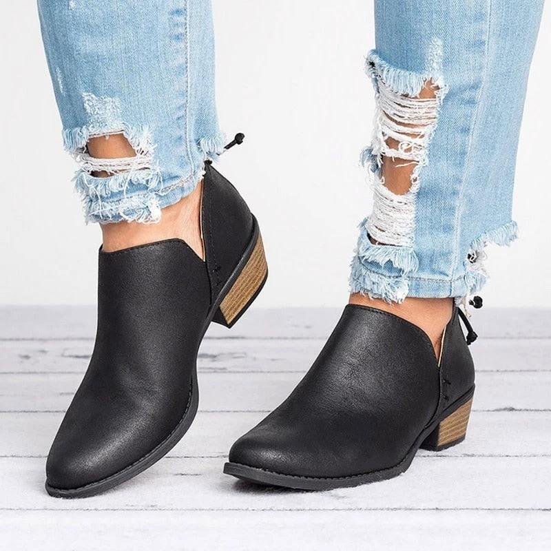 Autumn Women Shoes Retro High Heel Ankle Boots MANDOTOS