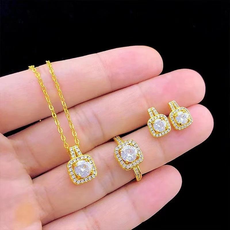 Fashion Jewelry Set - Zircon Gem Necklace Earring Ring - MANDOTOS