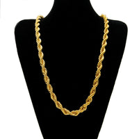 Men's hip-hop gold-plated European and American necklace fashion high sense 1cm thick twist necklace twisted rope chain a generation of hair