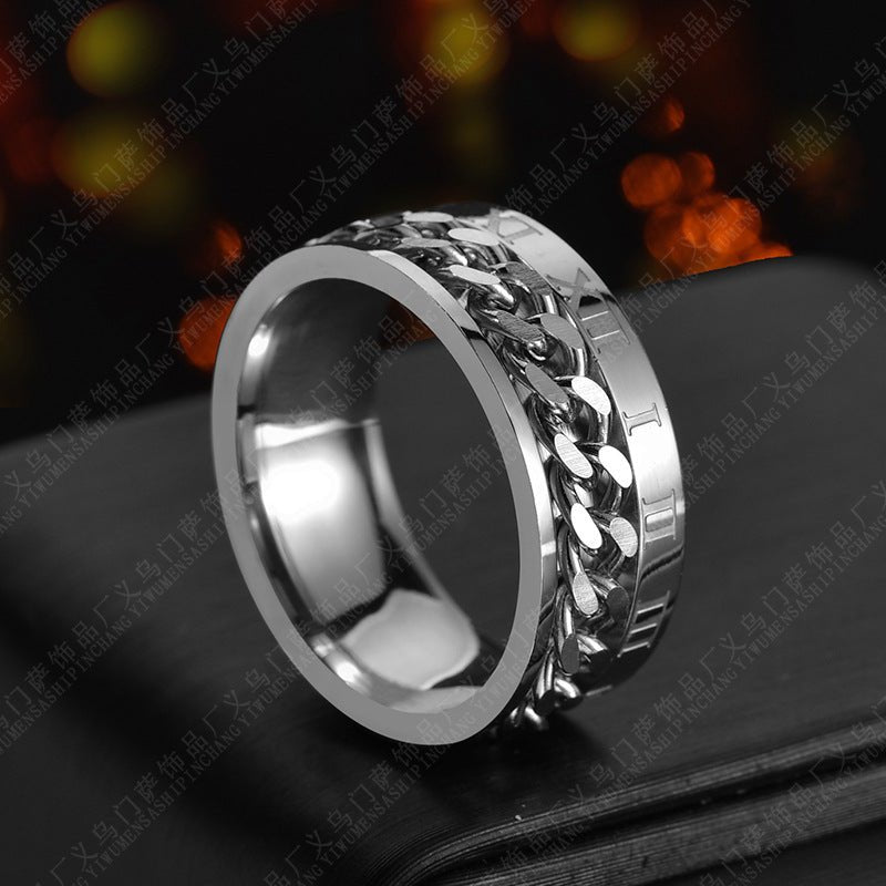 Roman Letter Rotatable Chain Rings Men Digital Titanium Steel RingFor Couple High Quality Multifunctional Bottle Opener Ring Spinner Jewelry Punk Gifts - MANDOTOS INTERNATIONAL0