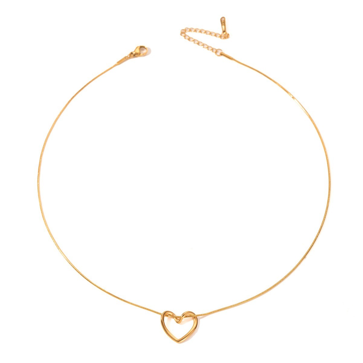 Fashion Jewelry Tainless Steel Twist Hollow Heart Pendant Necklace For Women Spicy Girls Simple Clavicle Chain Jewelry Gift - MANDOTOS