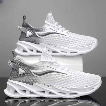 Men's Lace-up Sneakers Mesh Sports Shoes Fashion Hollow-sole Low Top Running Shoes - MANDOTOS