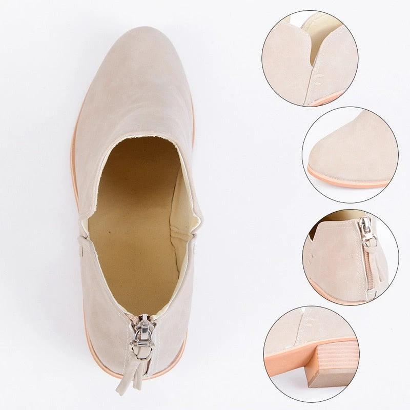 Autumn Women Shoes Retro High Heel Ankle Boots MANDOTOS