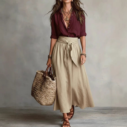 Button-Down Shirt & Straight Skirt Two-Piece Set - MANDOTOS INTERNATIONALTwo-Piece Set