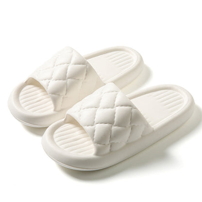 New Rhombus Home Slippers Summer Non-slip Floor Bathroom Slipper Lightweight Simple House Shoes For Women Men - MANDOTOS