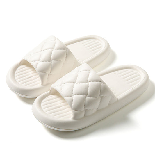 New Rhombus Home Slippers Summer Non-slip Floor Bathroom Slipper Lightweight Simple House Shoes For Women Men - MANDOTOS