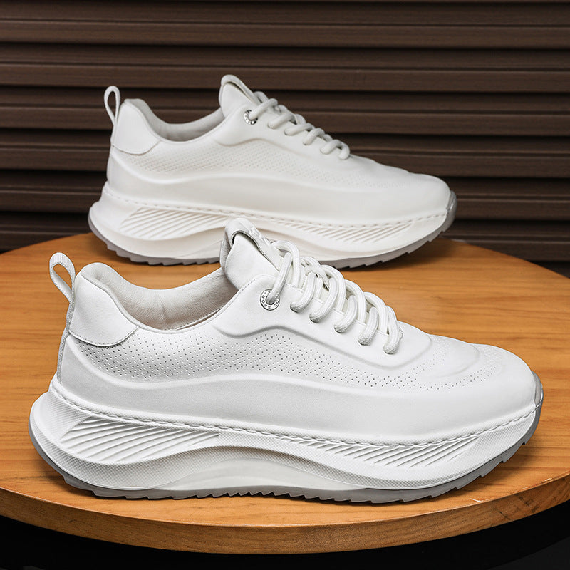 Men's Thick-soled Sports Shoes Casual Breathable Sneakers Lace-up Dad Shoes Boy - MANDOTOS