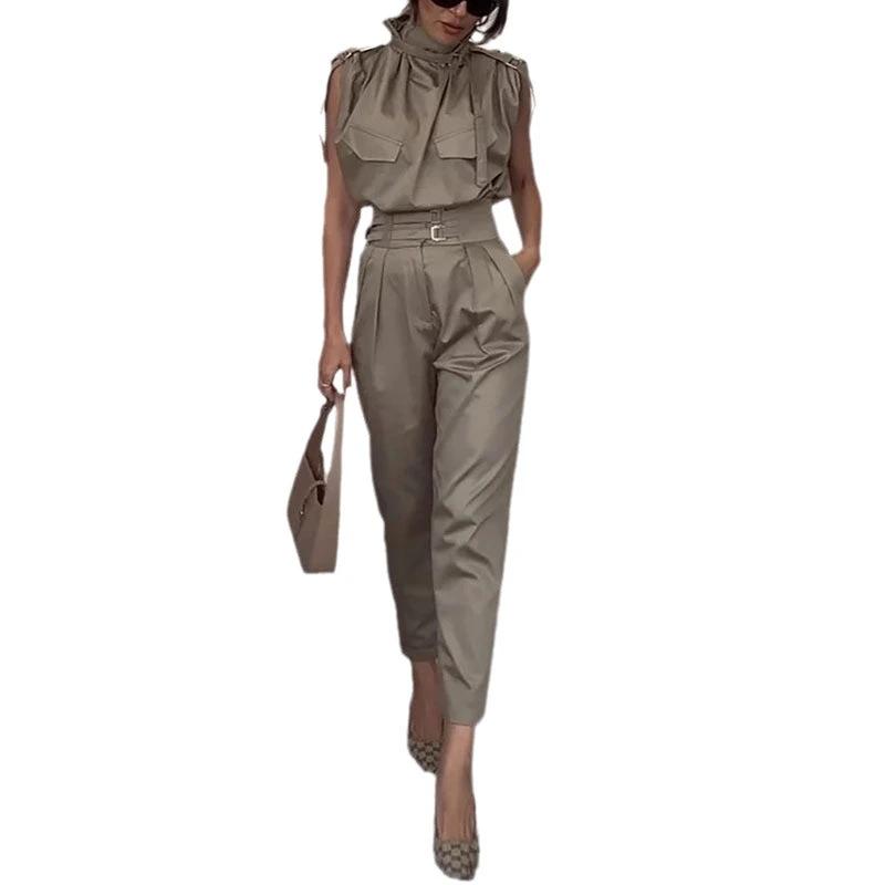Shoulder Slimming Waist - slimming Belt Decoration Blouse And Pants - MANDOTOS INTERNATIONAL0