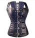 Black Steampunk Faux Leather Overbust Corset MANDOTOS