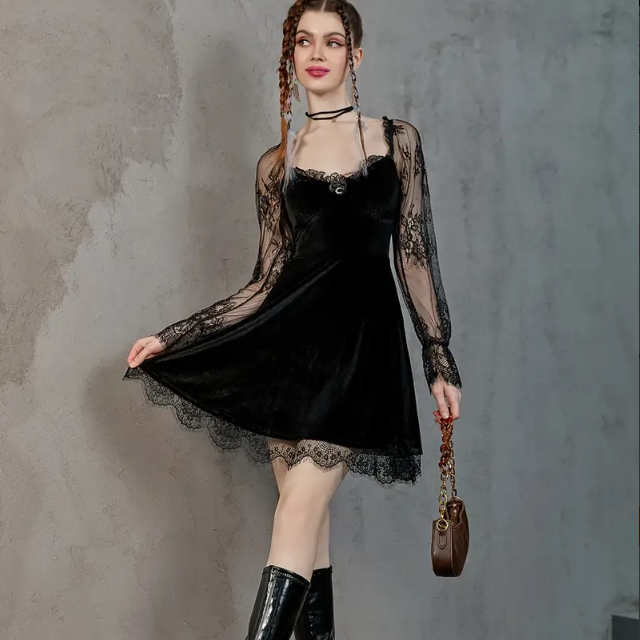 Chic Euro-American Lace Hip-Hop Dress