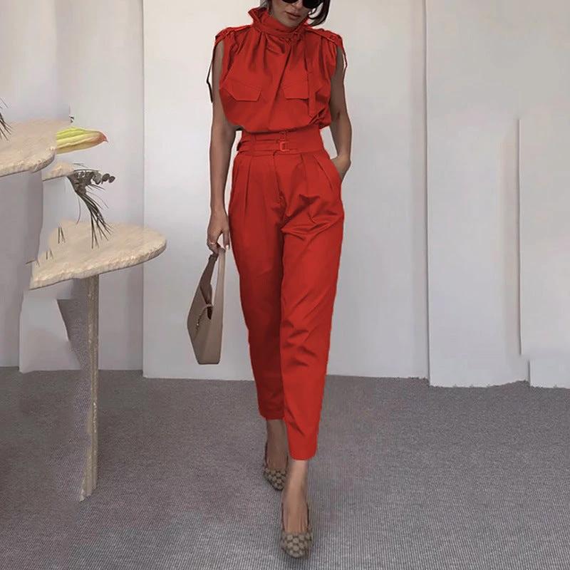 Shoulder Slimming Waist - slimming Belt Decoration Blouse And Pants - MANDOTOS INTERNATIONAL0