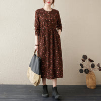 Retro Blossom Cotton-Linen Maxi Dress