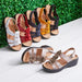 Hollow wedge heel fish-mouth casual sandals; assorted colors, front bronze-beige pair.