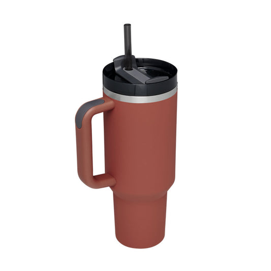 40 Oz Tumbler With Handle Straw Insulated, Stainless Steel Spill Proof Vacuum Coffee Cup Tumbler With Lid Tapered Mug Gifts For Valentine Lover Suitable For Car Gym Office Travel - MANDOTOS