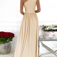 Women's One Shoulder High Split Cutout Sleeveless Elegant Sexy Cocktail Maxi Dress