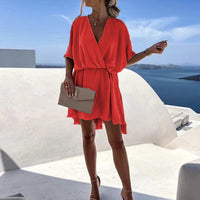 Satin Loose Midi Dress – Relaxed Fit Casual Vacation Dress