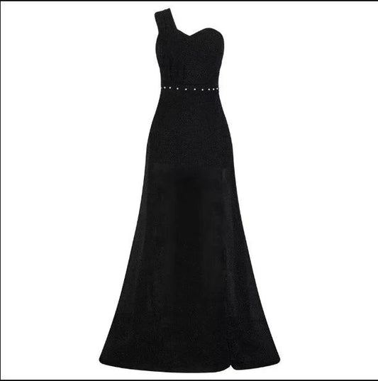 Women's Clothing One-shoulder Sleeveless Bronzing Split Dress MANDOTOS