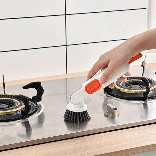 2-in-1 Soap Dispensing Dish Brush with Replacement Heads & No Leak Design MANDOTOS