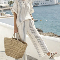 3D Print Batwing Sleeve Two-Piece Set – Loose T-Shirt & Straight-Leg Pants - MANDOTOS INTERNATIONALTwo-Piece Set