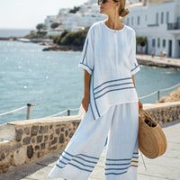 3D Print Batwing Sleeve Two-Piece Set – Loose T-Shirt & Straight-Leg Pants - MANDOTOS INTERNATIONALTwo-Piece Set