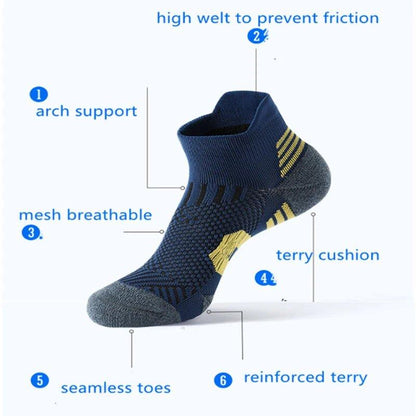 3Pair Professional Fitness Sports Socks Towel Bottom Non-Slip Running Socks Men Women Short Quick-Drying Basketball Training Sox - MANDOTOS