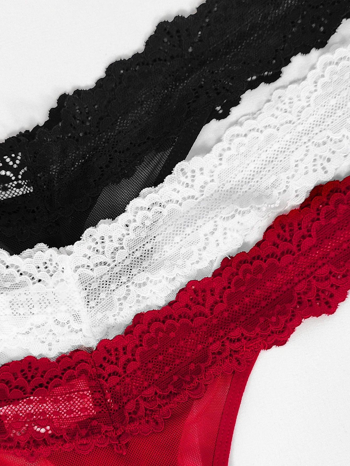 3pcs/Set Sexy Women G-string Underwear Multi Color Female Thongs Breathable Floral Panties Lady Underpants Intimate Lingerie - MANDOTOS