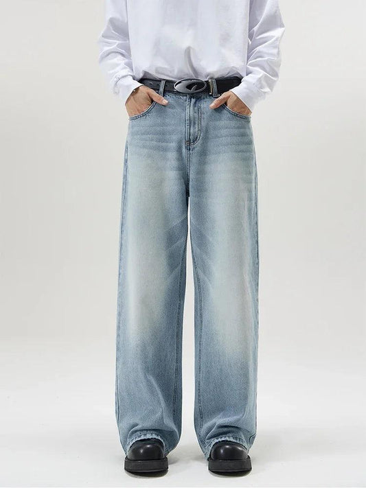 4 Colors Autumn Vintage Distressed Men's Baggy Straight Jeans Fashion Korean High Street Denim Pants Streetwear Male Trousers - MANDOTOS