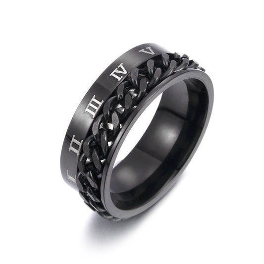 Roman Letter Rotatable Chain Rings Men Digital Titanium Steel RingFor Couple High Quality Multifunctional Bottle Opener Ring Spinner Jewelry Punk Gifts - MANDOTOS INTERNATIONAL0