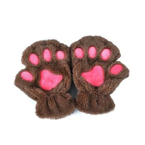 Winter Lovely Half Cover Paw Bear Cat Claw Gloves Short Finger MANDOTOS