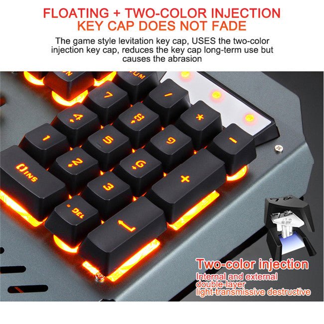 Gaming wired mechanical keyboard with orange RGB backlighting by Ancient Energy