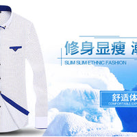 Slim-fit Business Dress Men's Shirt Fashionable Printed Thin Casual Shirt Youth Long-sleeved Fashionable All-match Top for Men