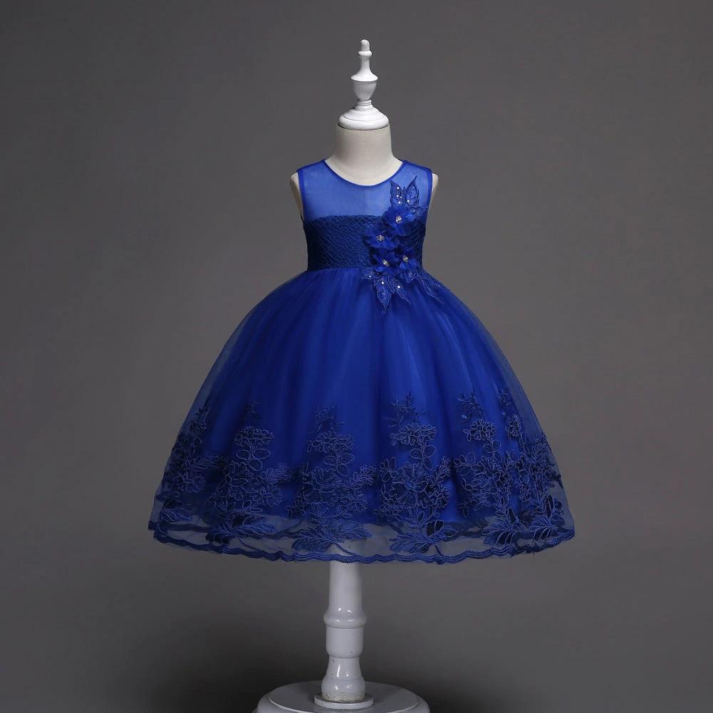 First Communion Flower Girl Dress - Mandotos Lace Trim Tulle Bead Embroidery - MANDOTOS