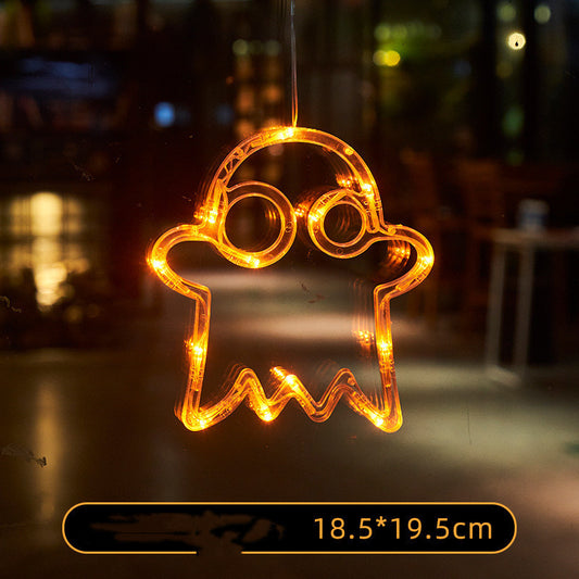 Halloween Window Hanging LED Lights Spider Pumpkin Hanging Ghost Horror Atmosphere Lights Holiday Party Decorative Lights Home Decor - MANDOTOS