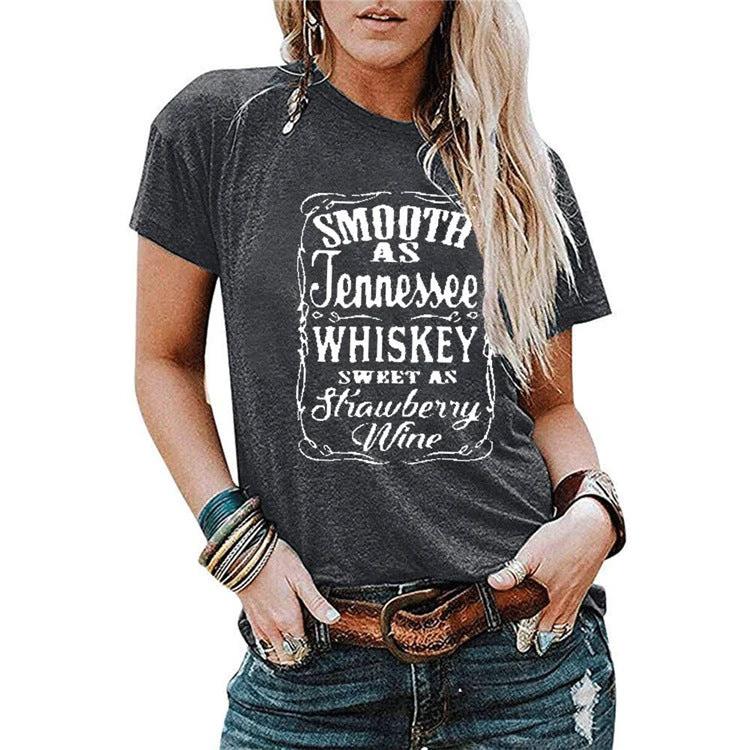 Ladies Blouse Letter Printing Round Neck Short - sleeved T-Shirt Women - MANDOTOS INTERNATIONAL0