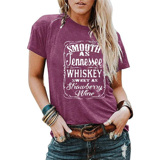 Ladies Blouse Letter Printing Round Neck Short - sleeved T-Shirt Women - MANDOTOS INTERNATIONAL0
