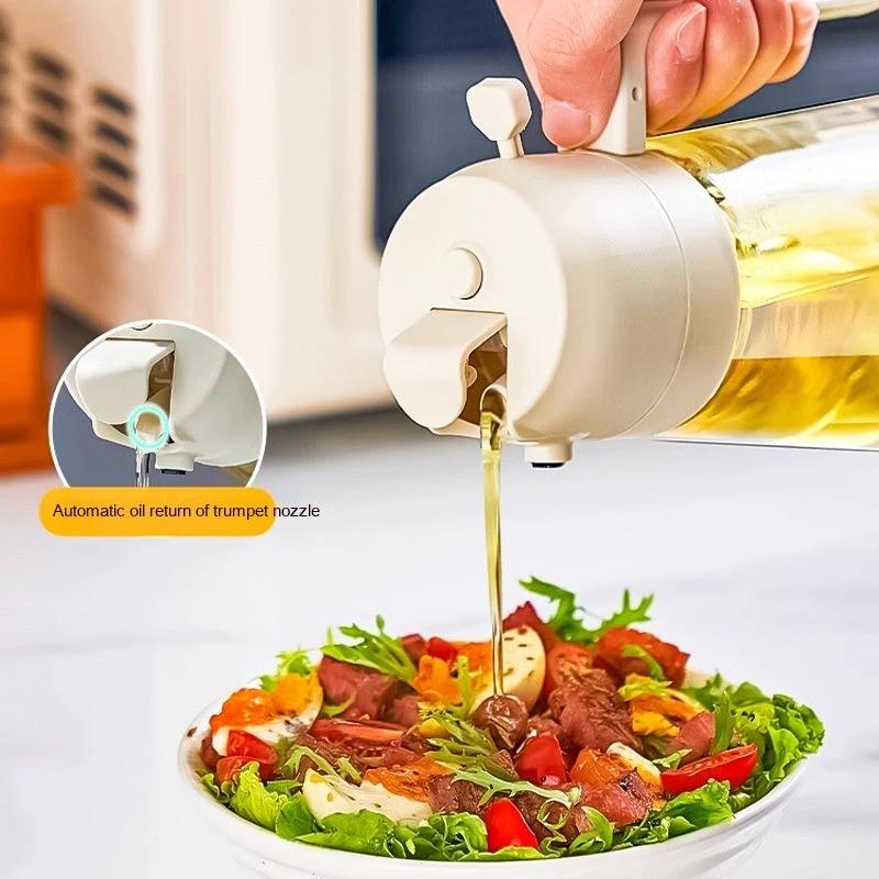 470ML Olive Oil Sprayer Dispenser For Cooking BBQ 2 In 1 Glass Oil Vinegar Soy Sauce Spray Kitchen Oil Bottle For Air Fryer - MANDOTOS