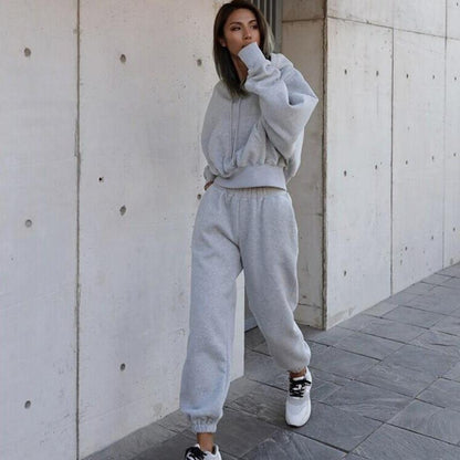 New Style Autumn And Winter Women's New Casual Hoodie Coat Sports Suit - MANDOTOS