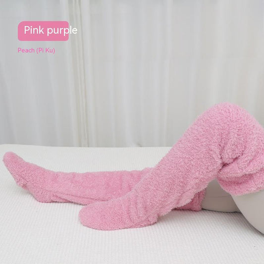 Over Knee High Fuzzy Long Socks Winter Warm Cold Leg Knee Joint Cold-proof Stockings Home Floor Sleeping Socks - MANDOTOS