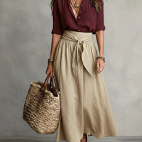 Button-Down Shirt & Straight Skirt Two-Piece Set - MANDOTOS INTERNATIONALTwo-Piece Set