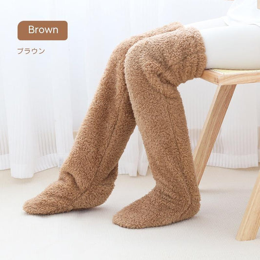 Over Knee High Fuzzy Long Socks Winter Warm Cold Leg Knee Joint Cold-proof Stockings Home Floor Sleeping Socks - MANDOTOS
