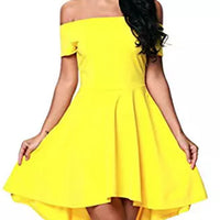 One Shoulder Short Sleeve And Large Swallowtail Skirt