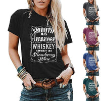 Ladies Blouse Letter Printing Round Neck Short - sleeved T-Shirt Women - MANDOTOS INTERNATIONAL0