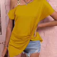Women Clothes Off Shoulder Blouse Summer Irregular Design Tops Shirt - MANDOTOS INTERNATIONAL0