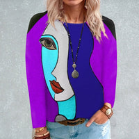 Stylish Face Print Long Sleeve Tee